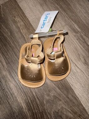 Carter's Metallic Gold Baby Walker Sandals